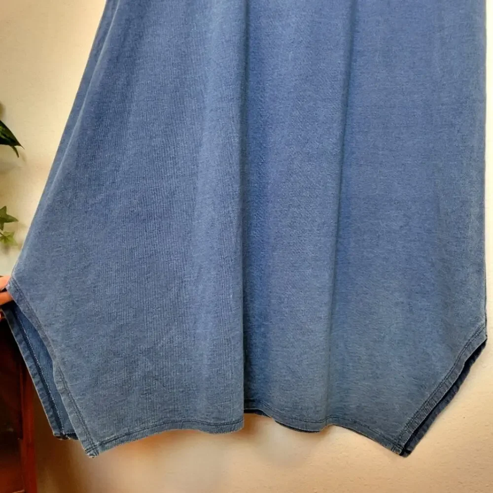 J.JILL Pure Jill Indigo Denim Chambray Blue Cotton Swing Midi Dress Spring Sz XS - Picture 5 of 11
